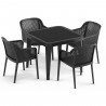 Czarny zestaw OGRODOWY 4 krzesła + stół 90x90